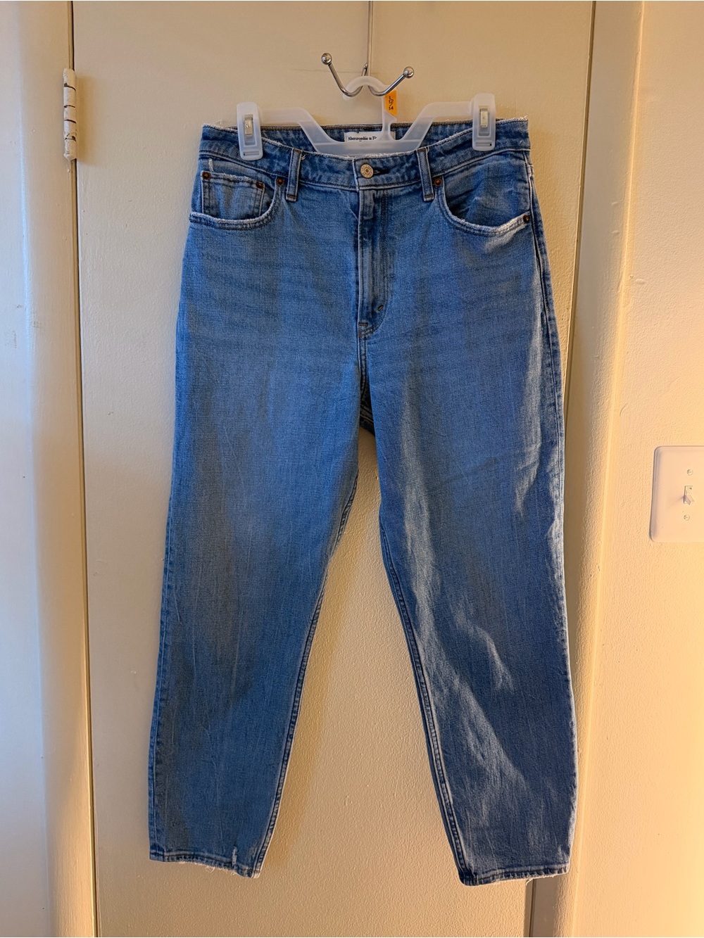 Abercrombie & Fitch Curve Love The Mom High Rise Light Blue